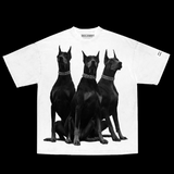Playera Doberman  Oversized T Shirt White