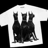 Playera Doberman  Oversized T Shirt White