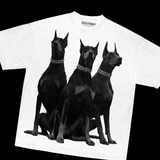 Playera Doberman  Oversized T Shirt White