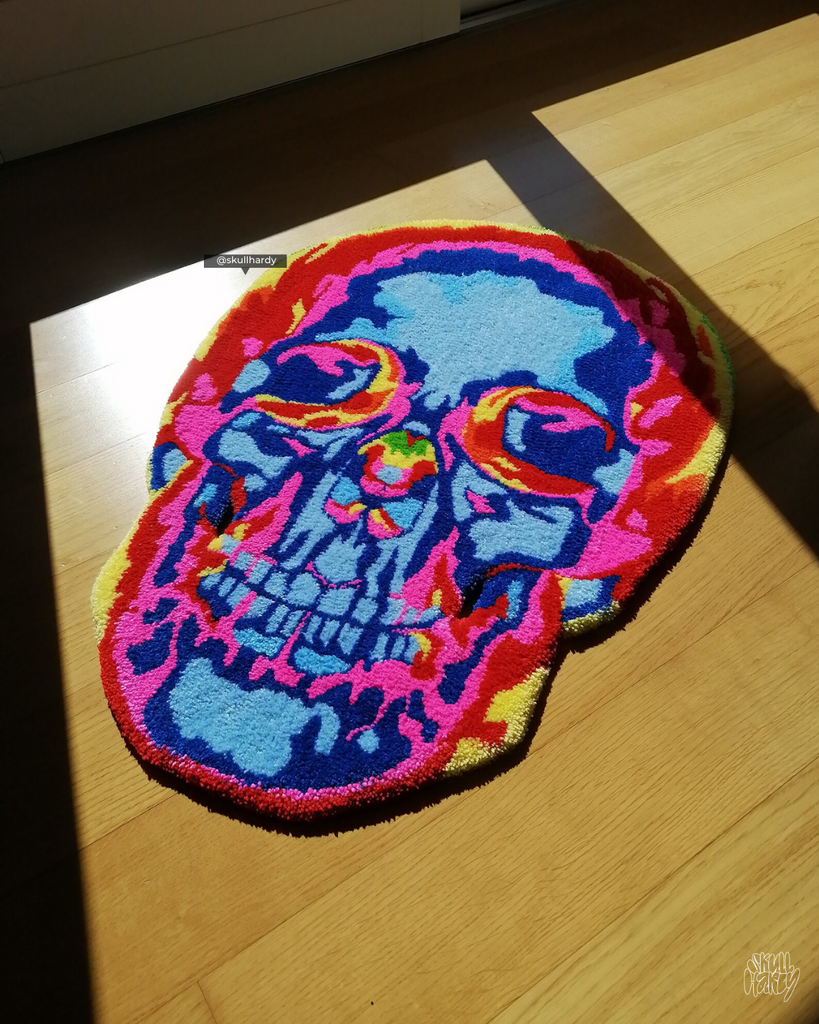 Trippy Skull Rug – 3 S K U L L 6 H A R D Y 9